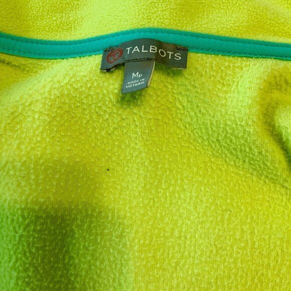 Talbots Ladies Petite green sleeveless fleece vest zip front pockets collared MP - Picture 3 of 5